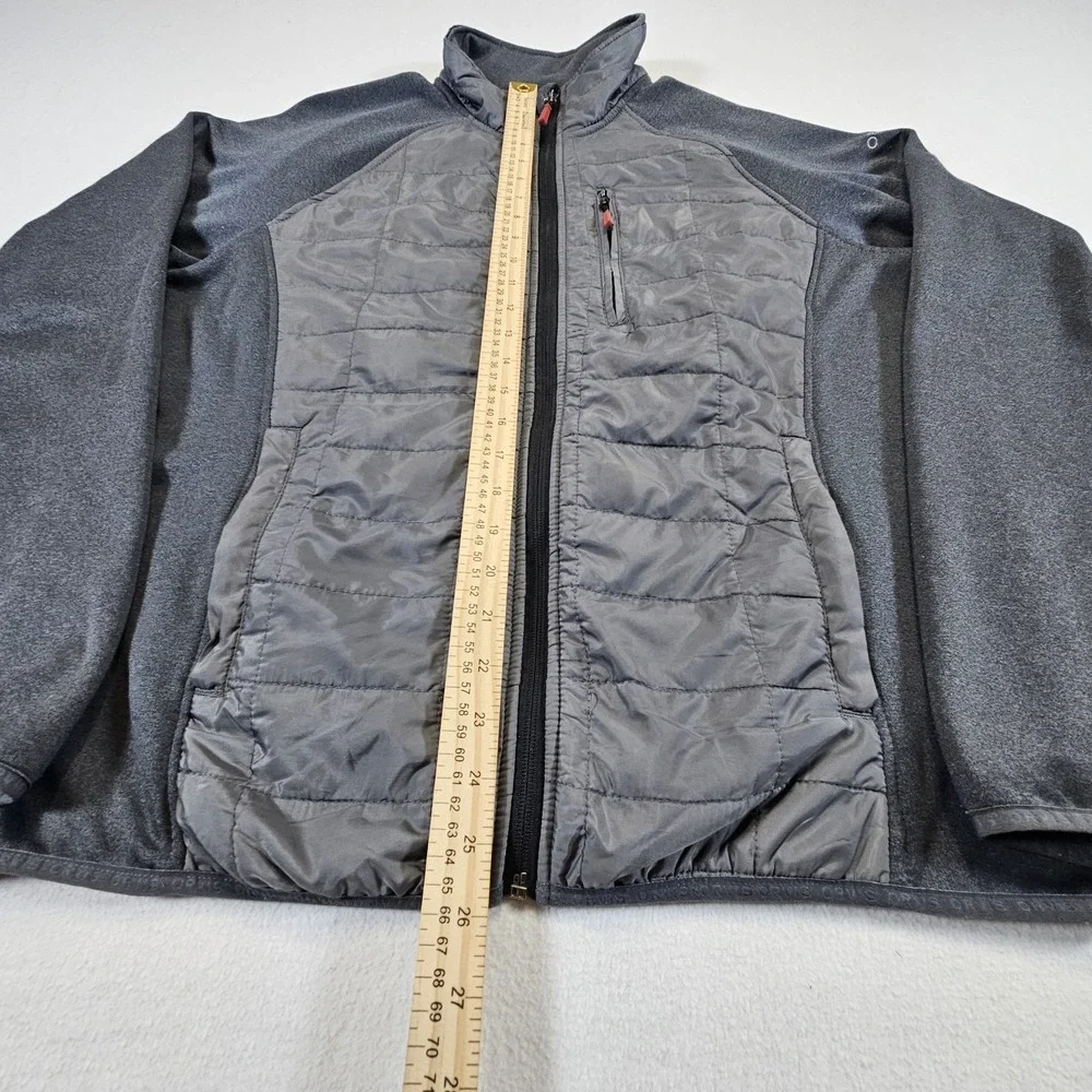 Orvis Mixed Media Zip‎ Up Jacket Mens Large Gray Coat Pockets Stretch Grey
